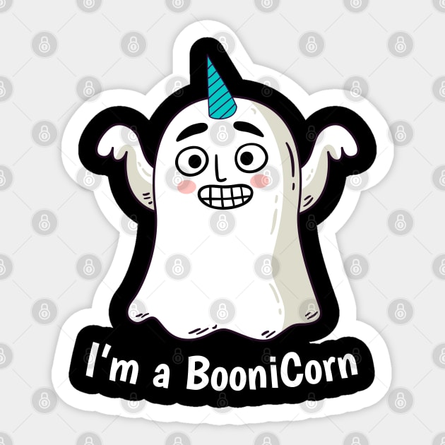 Funny Halloween: Relaxed Boonicorn Unicorn Ghost Sticker by heidiki.png